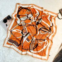 Silk Scarf Retro 90 Large Square Scarf Twill Printed New-style Silk High-end Sense Decorative Gift Scarf Wholesale sku image 38