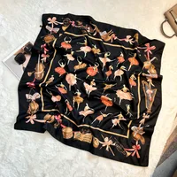 Silk Scarf Retro 90 Large Square Scarf Twill Printed New-style Silk High-end Sense Decorative Gift Scarf Wholesale sku image 39