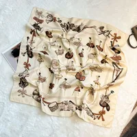 Silk Scarf Retro 90 Large Square Scarf Twill Printed New-style Silk High-end Sense Decorative Gift Scarf Wholesale sku image 40
