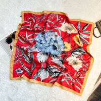 Silk Scarf Retro 90 Large Square Scarf Twill Printed New-style Silk High-end Sense Decorative Gift Scarf Wholesale sku image 42
