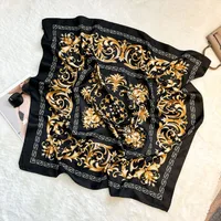 Silk Scarf Retro 90 Large Square Scarf Twill Printed New-style Silk High-end Sense Decorative Gift Scarf Wholesale sku image 46