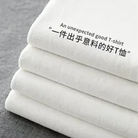 Heavy Cotton Round Neck Short-sleeved T-shirt Women's Pure White Casual Base Shirt Men's And Women's Printed Light Plate Top Basic main image 4