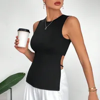 International Station  Women's  Spring And Summer New Simple Sexy Vest Front Long Rear Short Asymmetrical Top main image 4