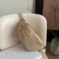 Chest Bag Women's New Sports And Leisure Solid Color Lightweight Shoulder Bag Large Capacity Versatile Crossbody Bag Portable Waist Bag Women's Bag sku image 2
