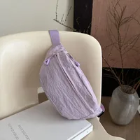 Chest Bag Women's New Sports And Leisure Solid Color Lightweight Shoulder Bag Large Capacity Versatile Crossbody Bag Portable Waist Bag Women's Bag sku image 4