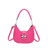 French Niche Fashion Style  New Armpit Bag Sweet Pure Color Bow Satchel Shoulder Crossbody Bag For Women main image 6