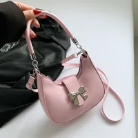 French Niche Fashion Style  New Armpit Bag Sweet Pure Color Bow Satchel Shoulder Crossbody Bag For Women sku image 3
