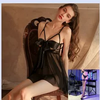 Chunhuiyu Sexy Lingerie Sexy See-Through Temptation Open Crotch No Need To Take Off Hot Passion Suit Bow Small Breast Pajamas sku image 5