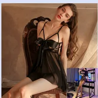Chunhuiyu Sexy Lingerie Sexy See-Through Temptation Open Crotch No Need To Take Off Hot Passion Suit Bow Small Breast Pajamas sku image 7