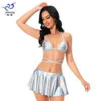 Stage Women's Novelty Punk Glittery Spandex Polyester Skirt Sets sku image 1
