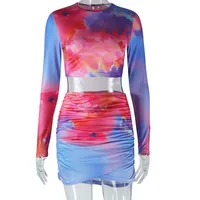 Beach Date Festival Women's  Style Streetwear Abstract Spandex Polyester Milk Fiber Leisure Suit Skirt Sets sku image 2