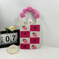 New Ins New Mobile Phone Bag Original Design Knitted Convenient Storage Cute Cartoon Fashion Shoulder Small Square Bag sku image 4