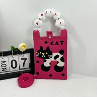 New Ins New Mobile Phone Bag Original Design Knitted Convenient Storage Cute Cartoon Fashion Shoulder Small Square Bag sku image 28