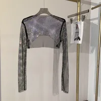 Women's Adults T-shirt Pullovers Long Sleeve T-Shirts Sexy Glittery sku image 1