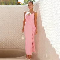 Lifa Clothing  Women's Clothing  Summer New Sling Sleeveless Party Ruffled Strap Dress Wholesale main image 1