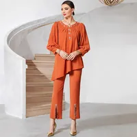Family Gathering Date Tea Party Women's Elegant Solid Color 95% And Above Polyester Leisure Suit Pants Sets main image 4
