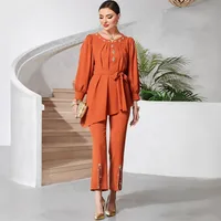 Family Gathering Date Tea Party Women's Elegant Solid Color 95% And Above Polyester Leisure Suit Pants Sets main image 5