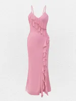 Lifa Clothing  Women's Clothing  Summer New Sling Sleeveless Party Ruffled Strap Dress Wholesale sku image 3