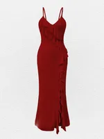 Lifa Clothing  Women's Clothing  Summer New Sling Sleeveless Party Ruffled Strap Dress Wholesale sku image 4