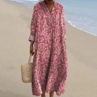 Women's Adults Floral Dress Mori Style Fresh And Sweet V Neck Pullovers 3D/Stereo Pattern Long Sleeve 3D Effect Midi Dress Tea Party main image 4