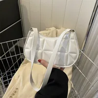 Women's Solid Color Simple Textile Shoulder Bag Women's  Spring And Autumn New All-match Underarm Bag Women's Bag New Women's Bag sku image 2