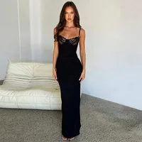 Women's Clothing  Spring And Summer New French Elegant Lace Stitching Strap Dress Sexy Slim Fit Dress Women main image 2