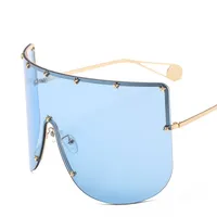 New Unisex Large Frame One-piece Metal Small Star Rice Nail Sunglasses 1025 Fashion Mask Sunglasses main image 6