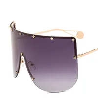 New Unisex Large Frame One-piece Metal Small Star Rice Nail Sunglasses 1025 Fashion Mask Sunglasses main image 3