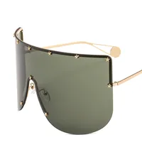 New Unisex Large Frame One-piece Metal Small Star Rice Nail Sunglasses 1025 Fashion Mask Sunglasses main image 4
