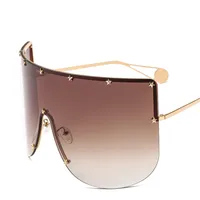 New Unisex Large Frame One-piece Metal Small Star Rice Nail Sunglasses 1025 Fashion Mask Sunglasses main image 5