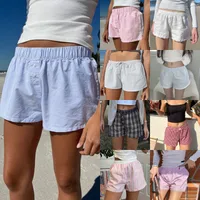 Women's Summer Striped Woven Elasto High Waist Button Loose Casual Comfortable Basic Shorts main image 1