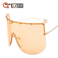 New Unisex Large Frame One-piece Metal Small Star Rice Nail Sunglasses 1025 Fashion Mask Sunglasses sku image 7