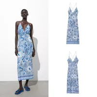 Women's Strap Dress Elegant Streetwear Strap Sleeveless Printing Maxi Long Dress Holiday Daily Selfie main image 1