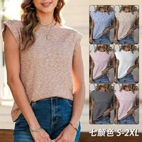 Spring And Summer Wholesale Women's New Fashion Waffle Round Neck Solid Color Loose Short Sleeve Women's Top main image 2