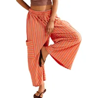 Spring And Summer New Color Striped Pants Casual Fashion Loose Lace-up Straight Pants For Women main image 1