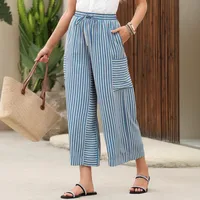 Spring And Summer New Color Striped Pants Casual Fashion Loose Lace-up Straight Pants For Women main image 2