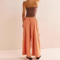 Spring And Summer New Color Striped Pants Casual Fashion Loose Lace-up Straight Pants For Women main image 3