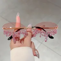 New  Borderless Diamond-encrusted Angel Tears Sunglasses Spice Girls Street Shooting Cool Personality Funny Sunglasses sku image 1