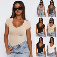 Summer  Explosions Women's Threaded Pullover Solid Color Spice Girl All-match Sexy Fashion Short-sleeved Top For Women main image 1