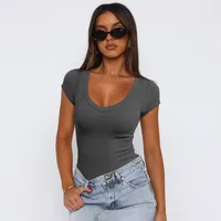 Summer  Explosions Women's Threaded Pullover Solid Color Spice Girl All-match Sexy Fashion Short-sleeved Top For Women sku image 2