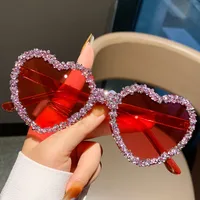 Love Heart Borderless Framed Diamond Fashion Sunglasses Party Party Funny High-grade Candy Color Sunglasses main image 2