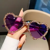 Love Heart Borderless Framed Diamond Fashion Sunglasses Party Party Funny High-grade Candy Color Sunglasses main image 3
