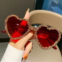 Love Heart Borderless Framed Diamond Fashion Sunglasses Party Party Funny High-grade Candy Color Sunglasses main image 4