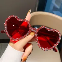 Love Heart Borderless Framed Diamond Fashion Sunglasses Party Party Funny High-grade Candy Color Sunglasses sku image 7