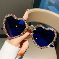 Love Heart Borderless Framed Diamond Fashion Sunglasses Party Party Funny High-grade Candy Color Sunglasses sku image 8