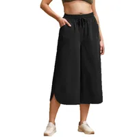 Independent Station Wish  Spring And Summer Elastic Waist Solid Color Wide Leg Loose Casual Cropped Pants Women main image 5