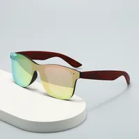 Colorful Lenses Imitation Wood Grain Legs Sunscreen Sunglasses  Ins Internet Trendy High-end Frameless Sunglasses For Women main image 3