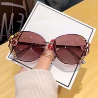 New Polarized Sunglasses, Sun Protection, Uv Protection, High-End Metal Sunglasses, Fashionable Diamond-Studded Light Luxury, Slimming And Trendy Style sku image 1