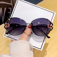 New Polarized Sunglasses, Sun Protection, Uv Protection, High-End Metal Sunglasses, Fashionable Diamond-Studded Light Luxury, Slimming And Trendy Style sku image 6