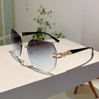 Style Ins Fashionable Frameless Cut Edge Gradient Sunglasses Light Luxury Elegant Personalized Trendy Irregular Sunglasses sku image 2